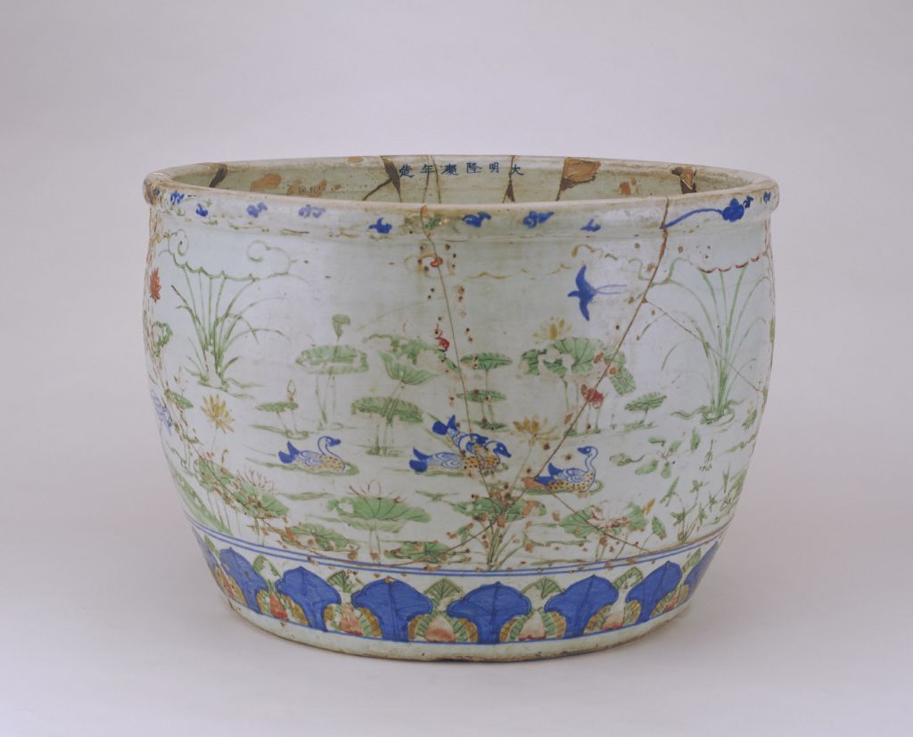 图片[2]-Large vat with multicolored egret and mandarin duck pattern-China Archive